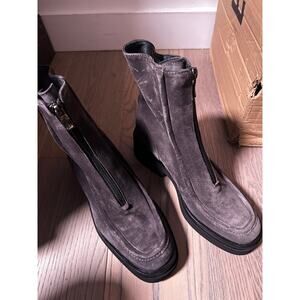 Homers Crosta Lavagna Front Zip Suede Pull On Platform Boots Size 8 Gray